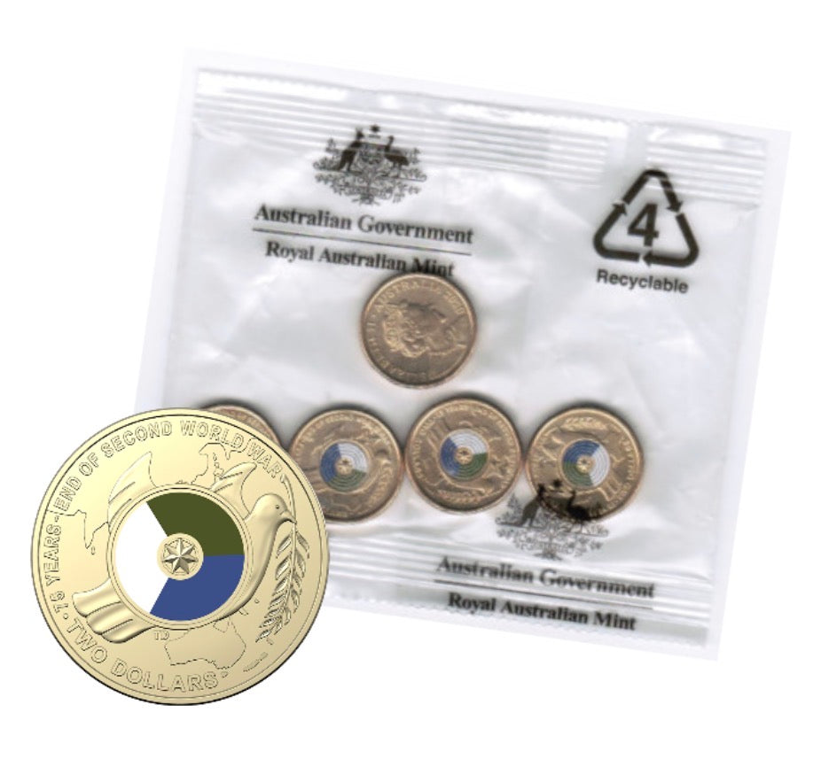 2020 75th Anniversary End of WWII $2 RAM Bag (5 Coins)