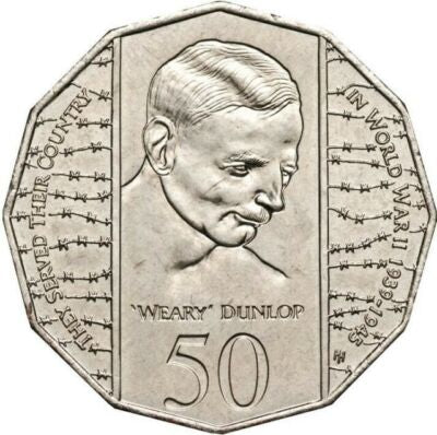 1995 Weary Dunlop Australian 50 Cent Coin Circulated