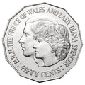 1981 Prince of Wales Lady Diana 50 Cent Coin Circulated
