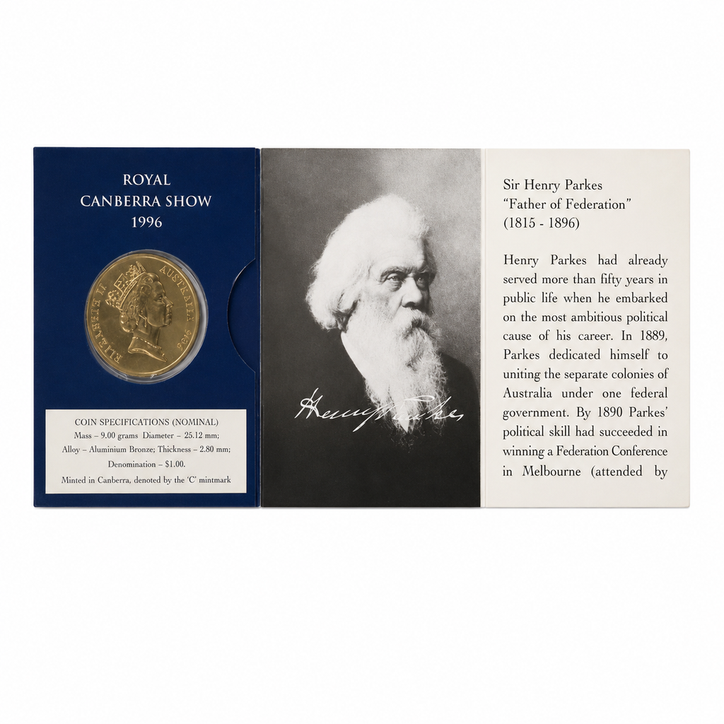 1996 One Dollar Uncirculated C Mint Mark Coin Sir Henry Parkes